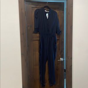 Bishop and Young navy button up jumpsuit. Size M. NWT